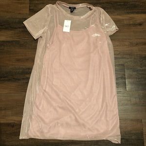Pink Sheer Mesh T-Shirt Dress